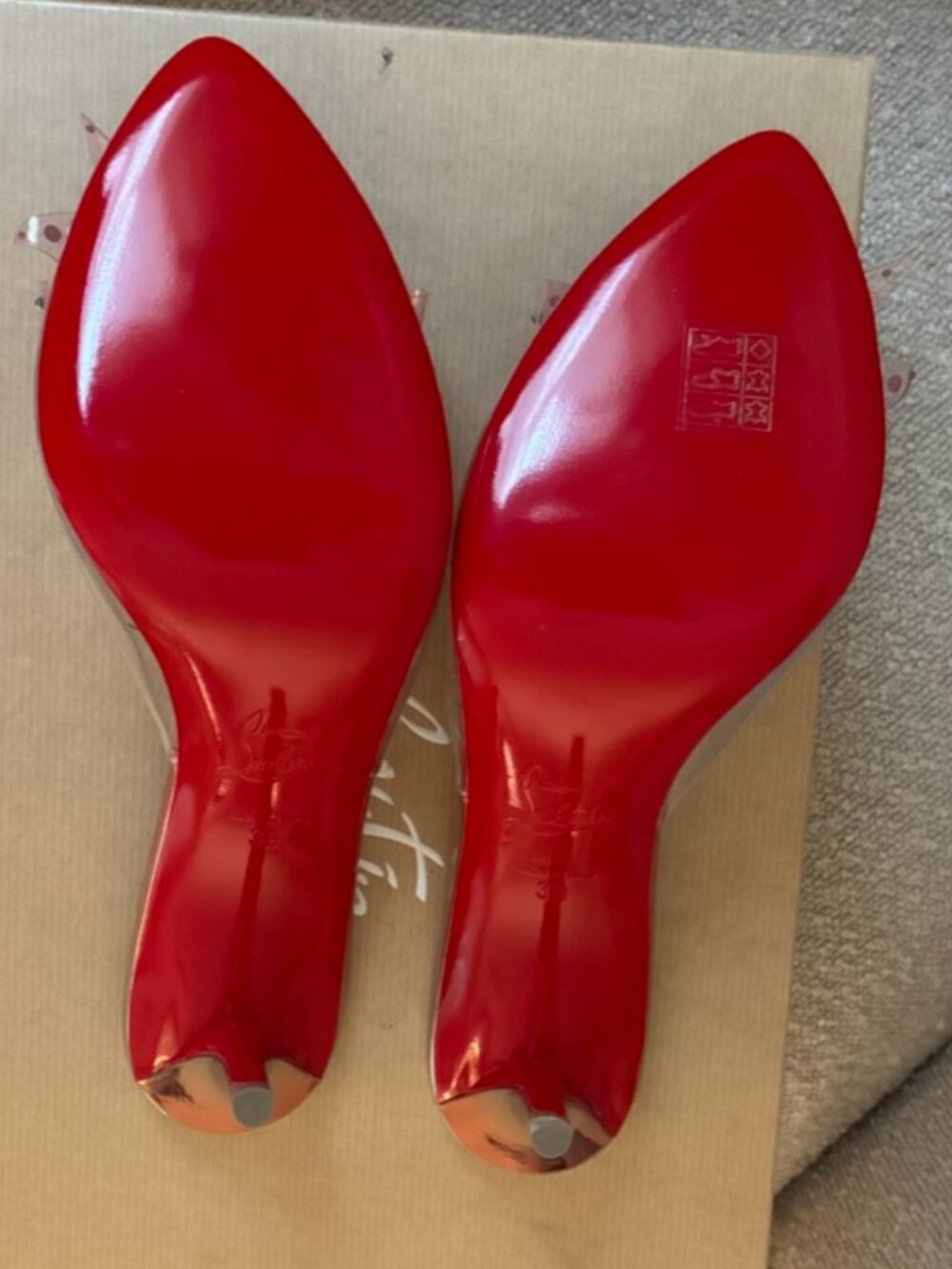 Christian Louboutin AquaStrass PVC Pink Crystal Bow Mules SIZE 7.5/39 (see note) - Picture 6 of 16